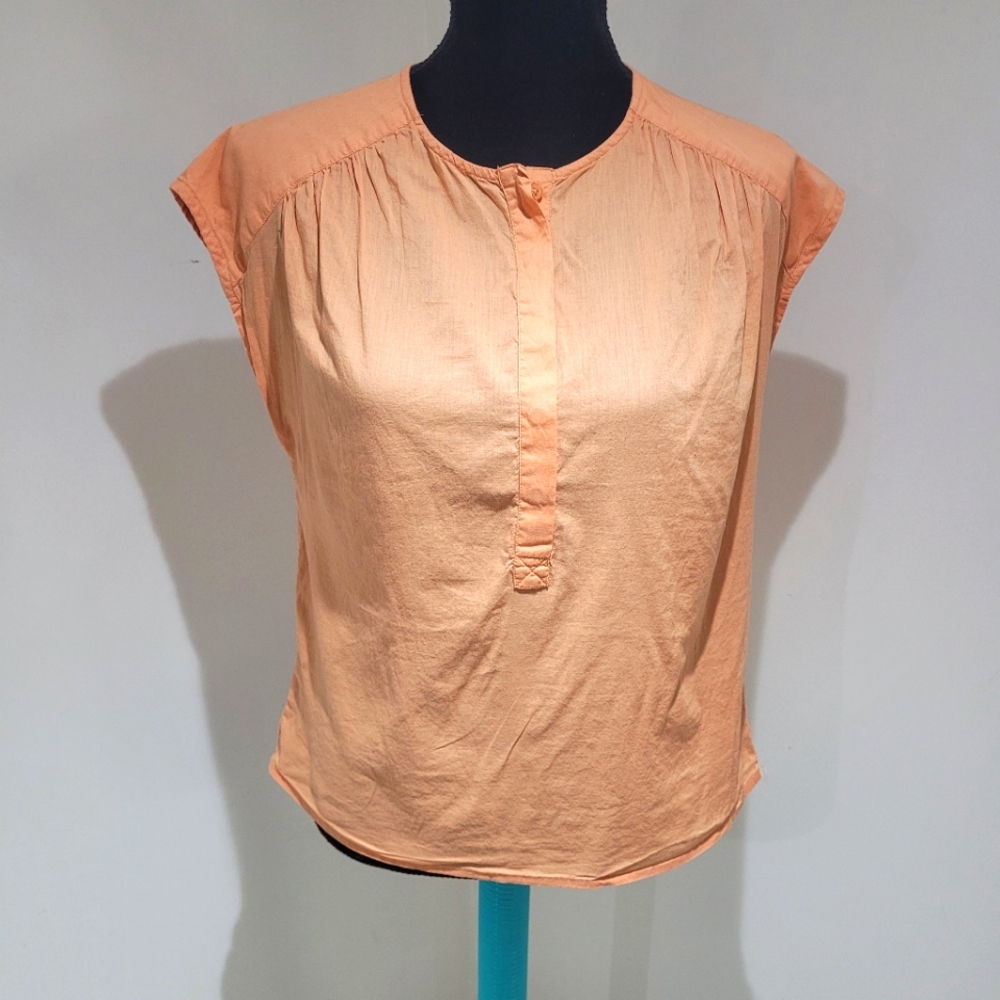OVS Women's Cotton Sleeveless Blouse Size 6 Peach Colorful Lightweight Casual